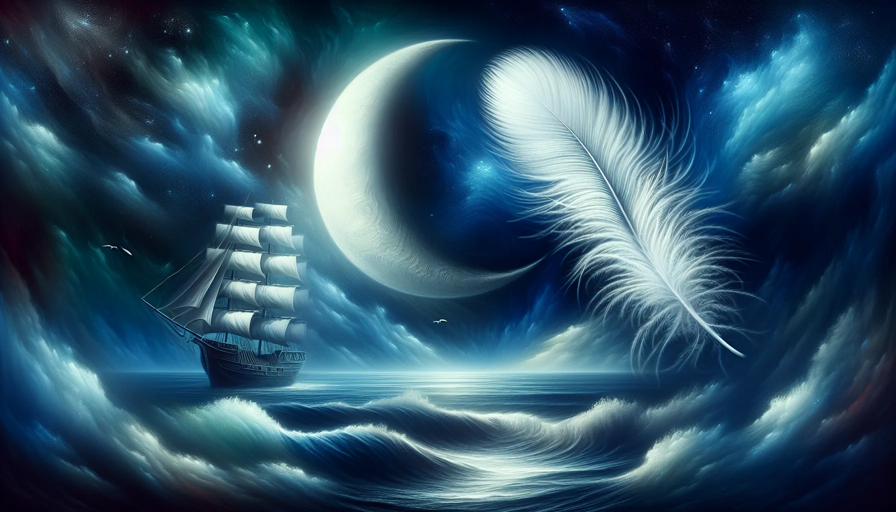 Story illustration for The Feather Who Rode the Moonlight